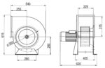 Ventilátor ADAMIK VAN 535 rozmery do boku