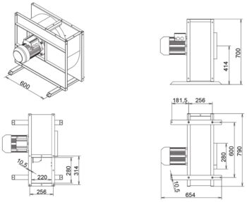 Ventilátor ADAMIK VAN 828 3 kW rozmery