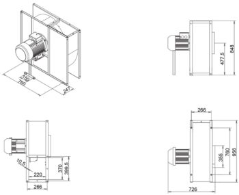 Ventilátor ADAMIK VAN 835 9,2 kW rozmery